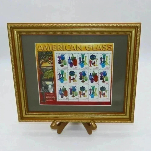 Vintage, framed, 1999 33c American Glass: Freeblown Glass stamps - Picture 1 of 6